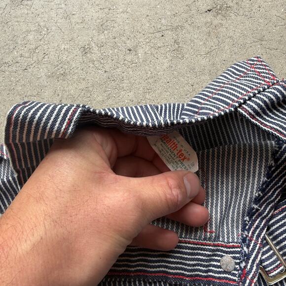 Baby Toddlers Vintage 70's Heath-Tex Pinstripe Blue White Overalls Sz 18 Months - Picture 4 of 5